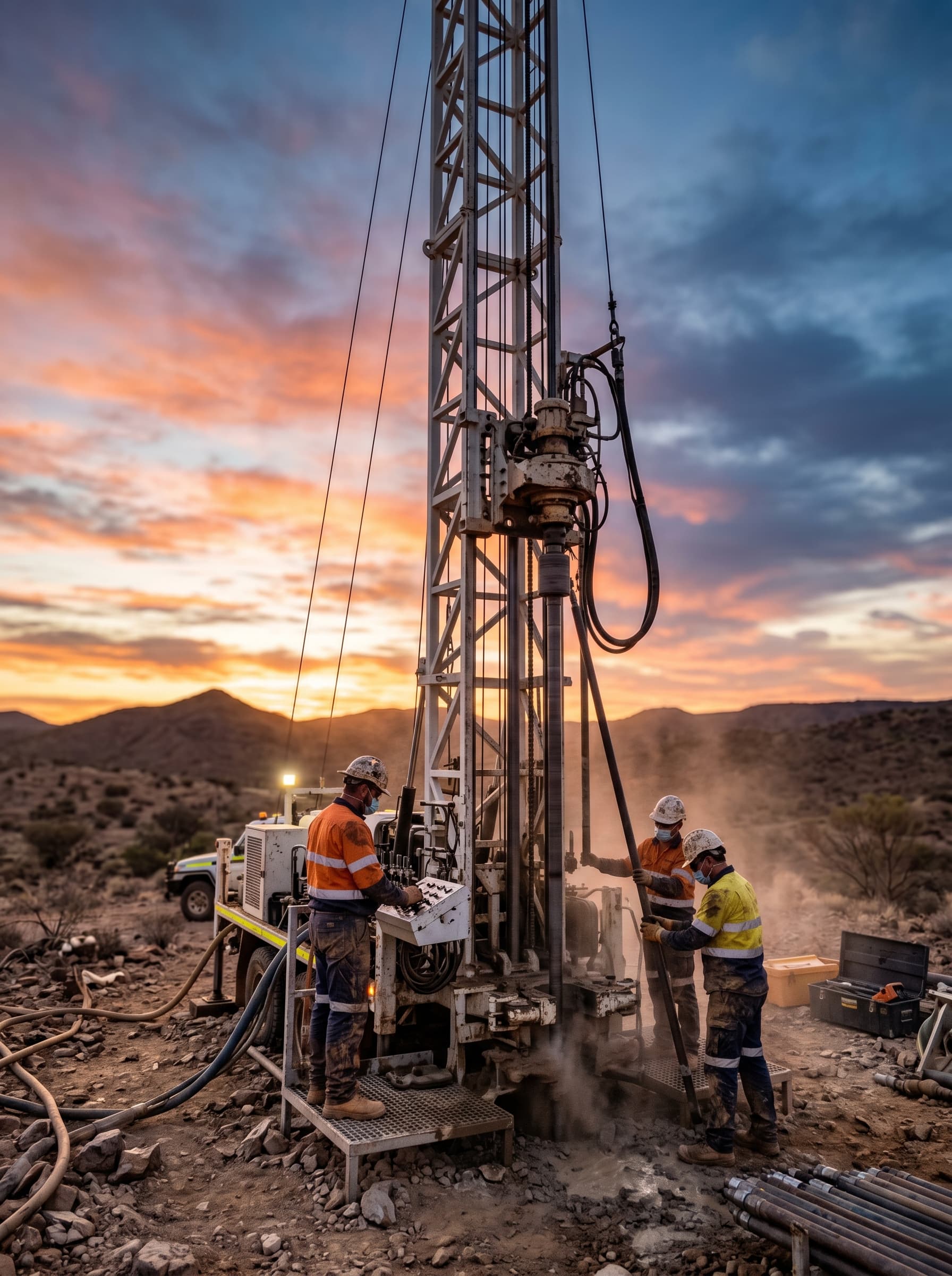 Diamond drilling at a gold exploration site